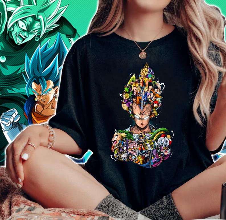 All Characters Inside Majin Vegeta Dragon Ball Z DBS Vegeta Anime t-shirt woman shirt