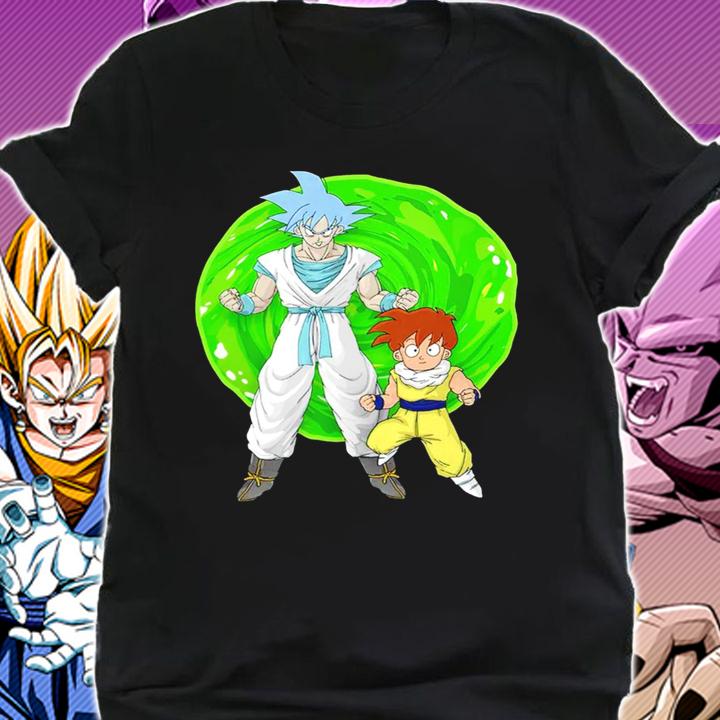 Crossover Son Goku Son Gohan Rick And Morty Dragon Ball Z Fathers Day t-shirt