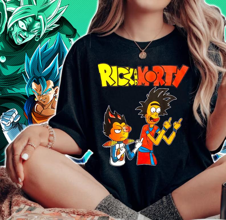 Rick Sanchez Morty Smith Dragon Ball Z Son Goku Vegeta Rick And Morty t-shirt woman shirt