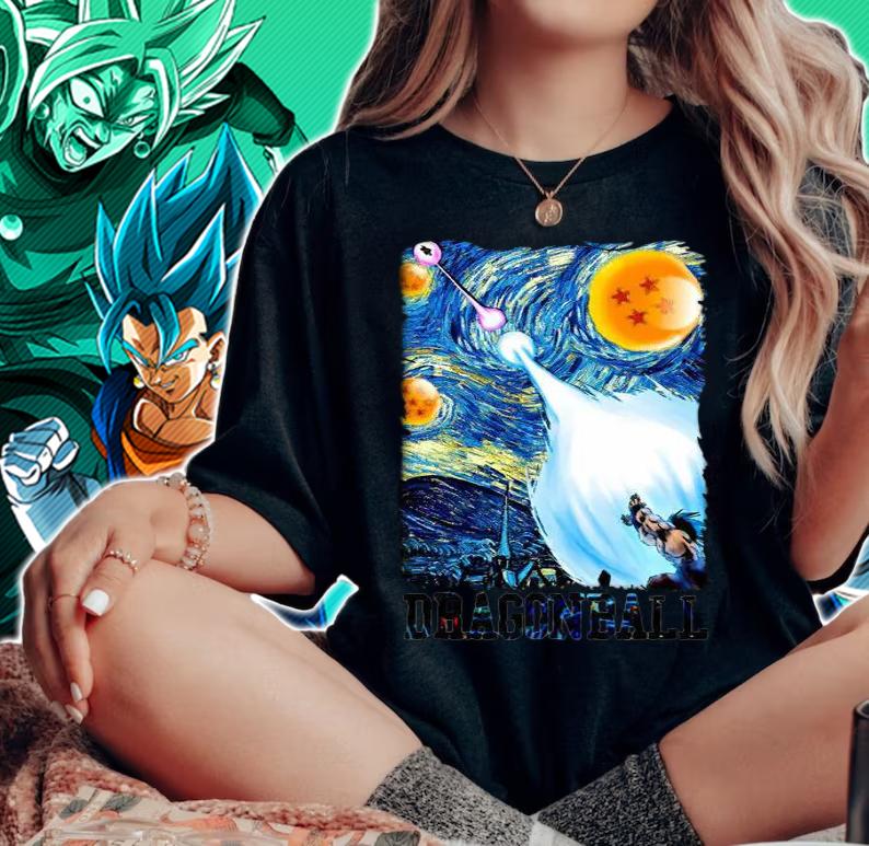 Son Goku Vegeta Dragon Ball Z Starry Night Van Gogh T-shirt woman shirt