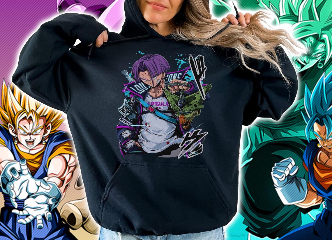 Trunks Hold Cell Head Dragon Ball Z Style Anime t-shirt hoodie