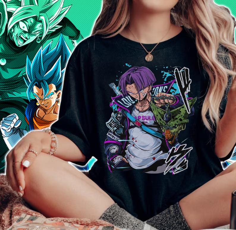 Trunks Hold Cell Head Dragon Ball Z Style Anime t-shirt woman shirt
