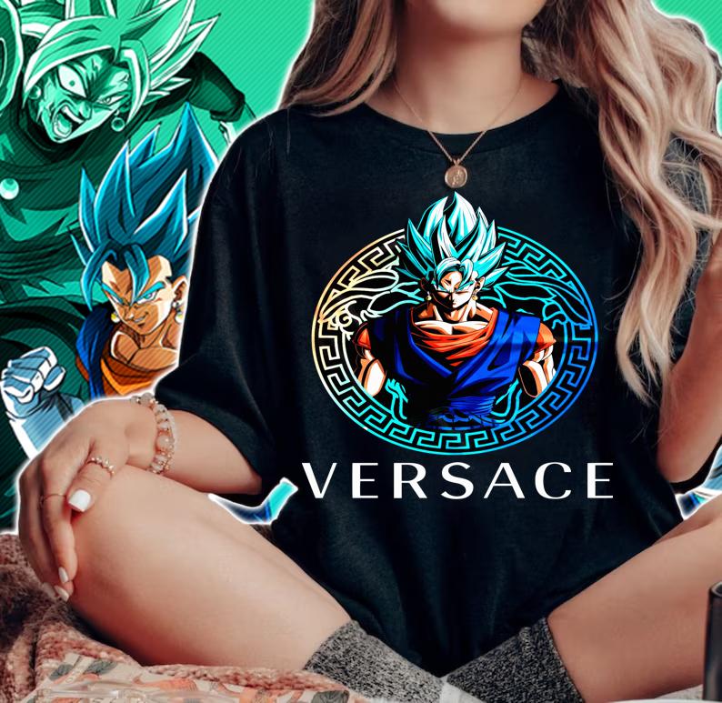 Logo Versace Dragon Ball Super Vegito Goku Fusion Vegeta T-shirt woman shirt