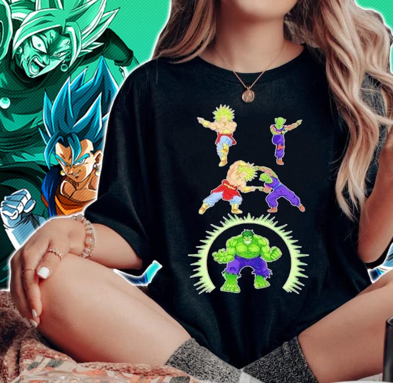 Broly Piccolo Hulk Avengers Marvel Dragon Ball T-shirt woman shirt