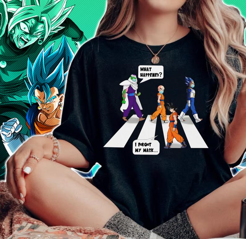 Dragon Ball Super Abbey Road What Happened Goku I Forgot My Mask T-shirt woman shirt