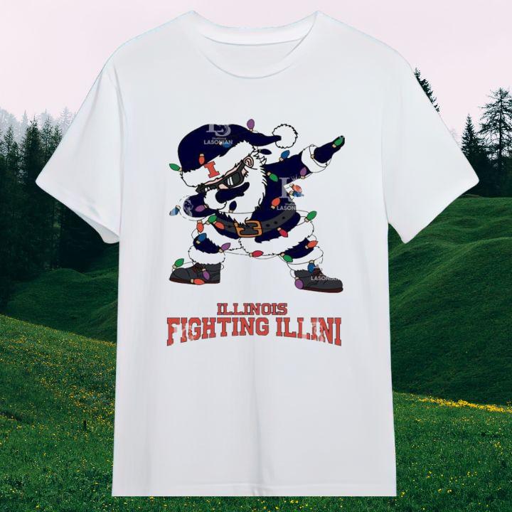 Dabbing Santa Illinois Fighting Illini Christmas Light Shirt