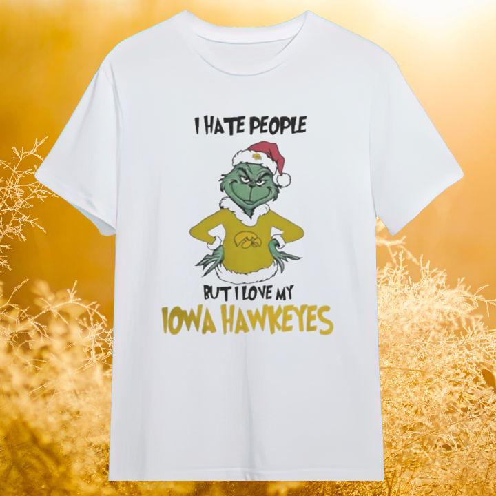 Grinch I Hate People But I Love My Iowa Hawkeyes Christmas Shirt