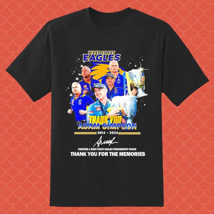 West Coast Eagles Thank You Adam Simpson 2014-2024 Signature T-Shirt