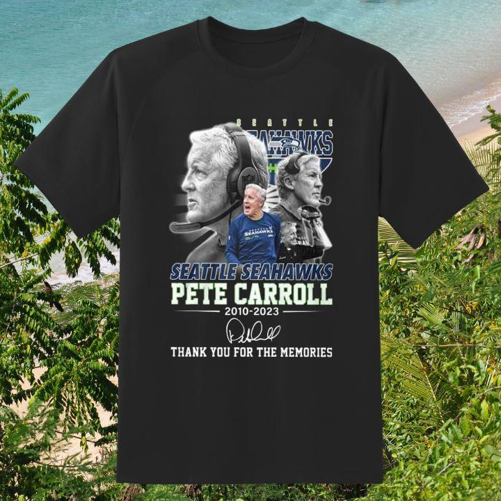 Seattle Seahawks Pete Carroll 2010 2023 Autograph T-Shirt