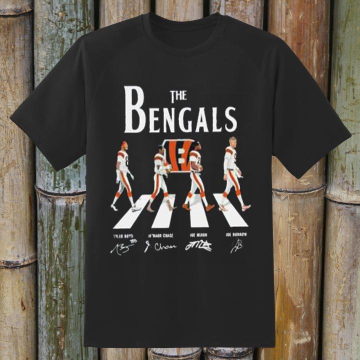 The Cincinnati Bengals Abbey Road Ja’Marr Chase Joe Burrow Autograph Shirt