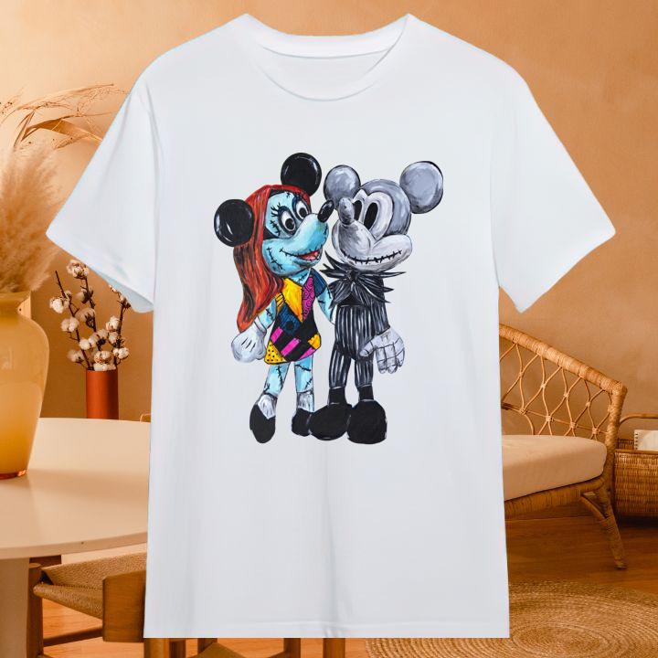 Disney Mickey And Minnie Mouse Style Jack Skellington And Sally T-Shirt