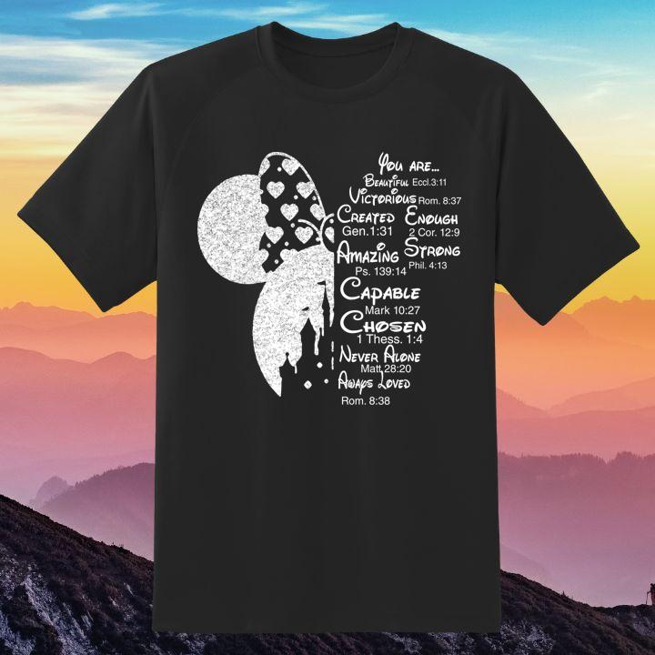 Glitter Walt Disney Mickey And Minnie Mouse You Are Beautiful T-Shirt