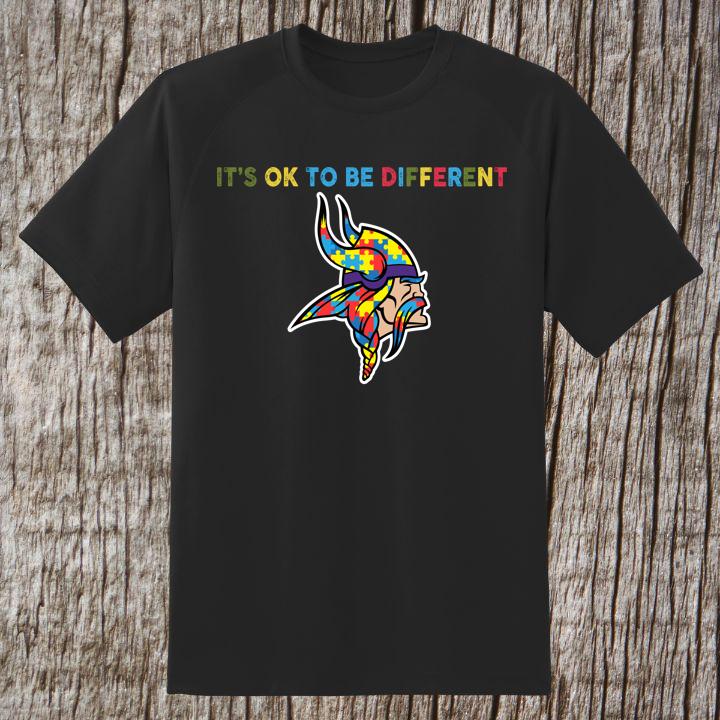 Minnesota Vikings Autism Puzzle Piece It'S Ok To Be Different T-Shirt