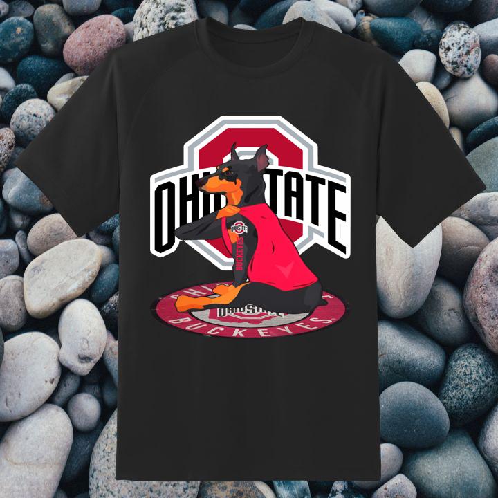 Dobermann Dog Ohio State Buckeyes Tattoo Design T-Shirt
