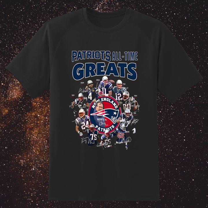 All-Time Greats New England Patriots Team Players Autograph T-Shirt
