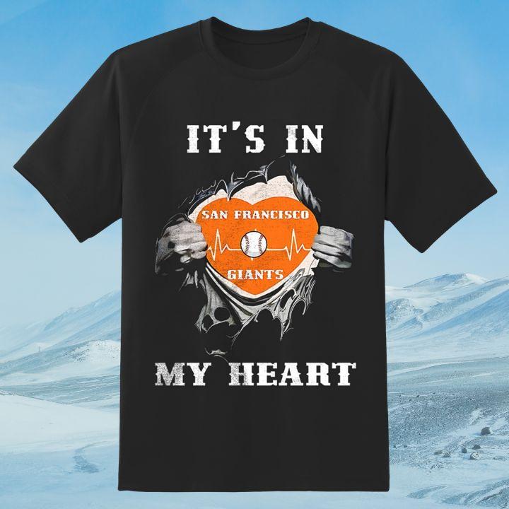 Inside Me San Francisco Giants It’s In My Heart Baseball Heartbeat T-Shirt