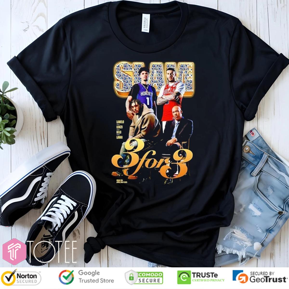 Slam 3 For 3 Lamelo Lonzo Charlotte Hornets Gelo Lavar Greensboro Swarm T-Shirt