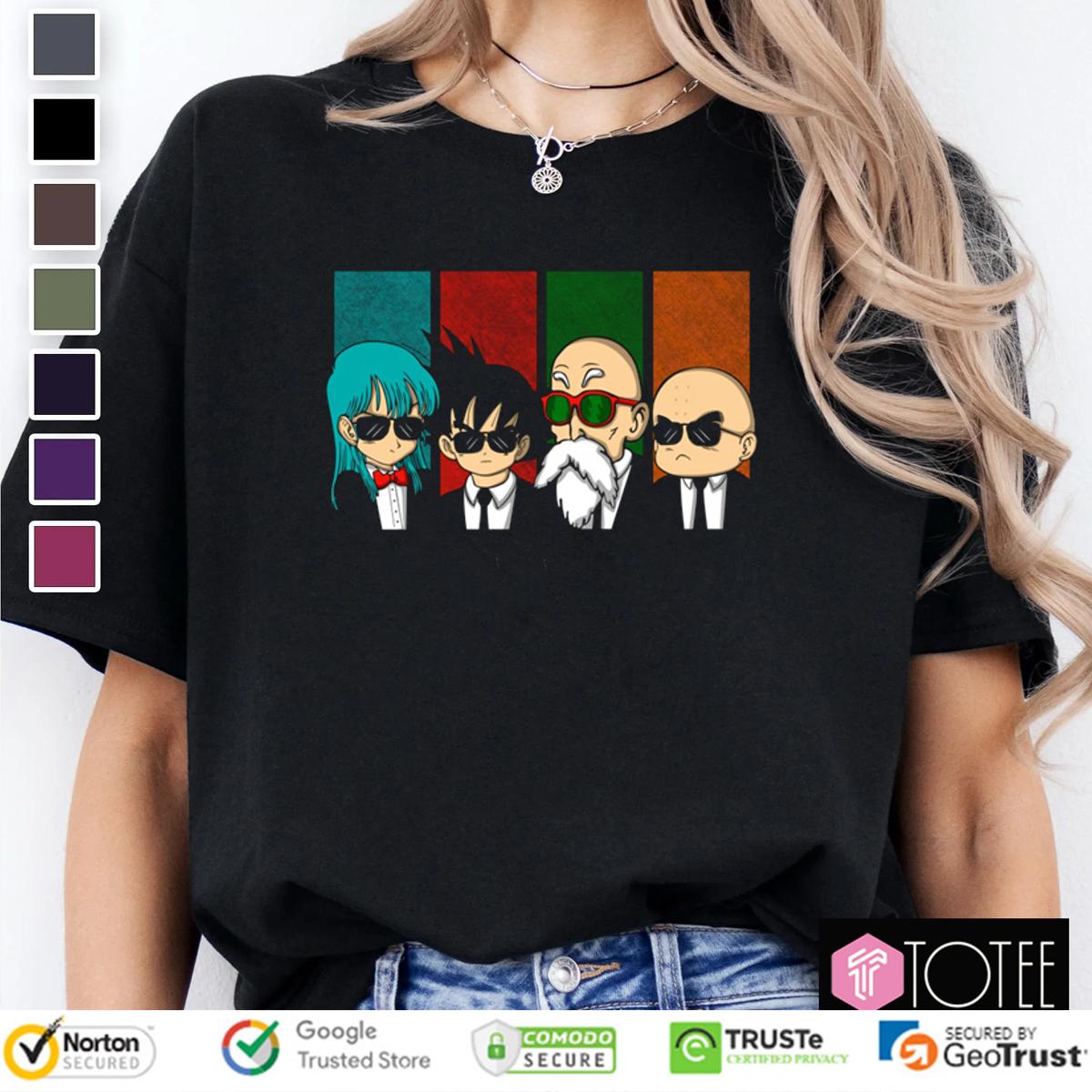 Bulma Goku Roshi Krillin Dragon Ball Z Characters Parody MIB T-Shirt