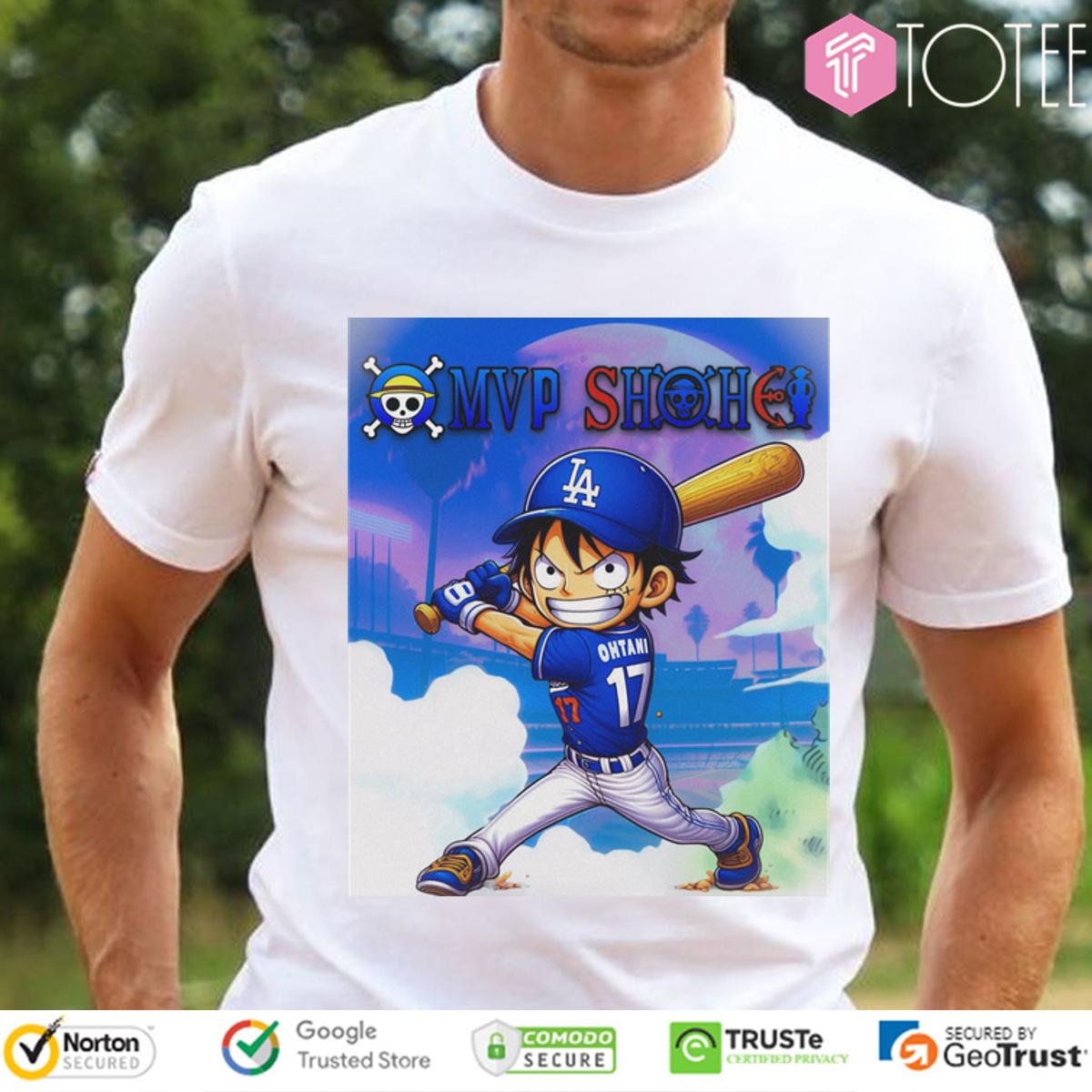 MVP Shohei Ohtani Los Angeles Dodgers Parody Luffy One Piece T-Shirt