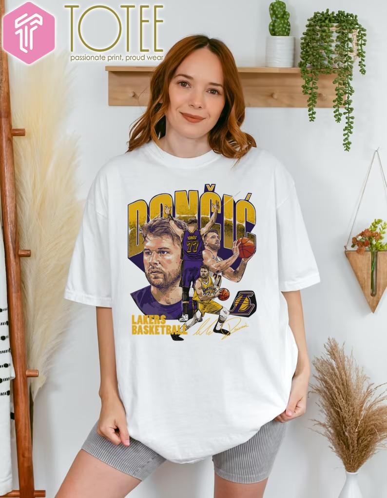 Luka Doncic Picture Collage Los Angeles Lakers Signature T-shirt