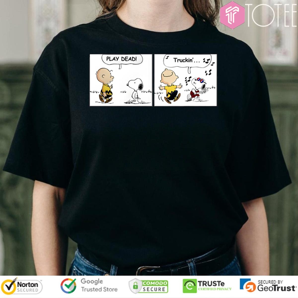 Snoopy Play Dead Charlie Brown Truckin T-shirt