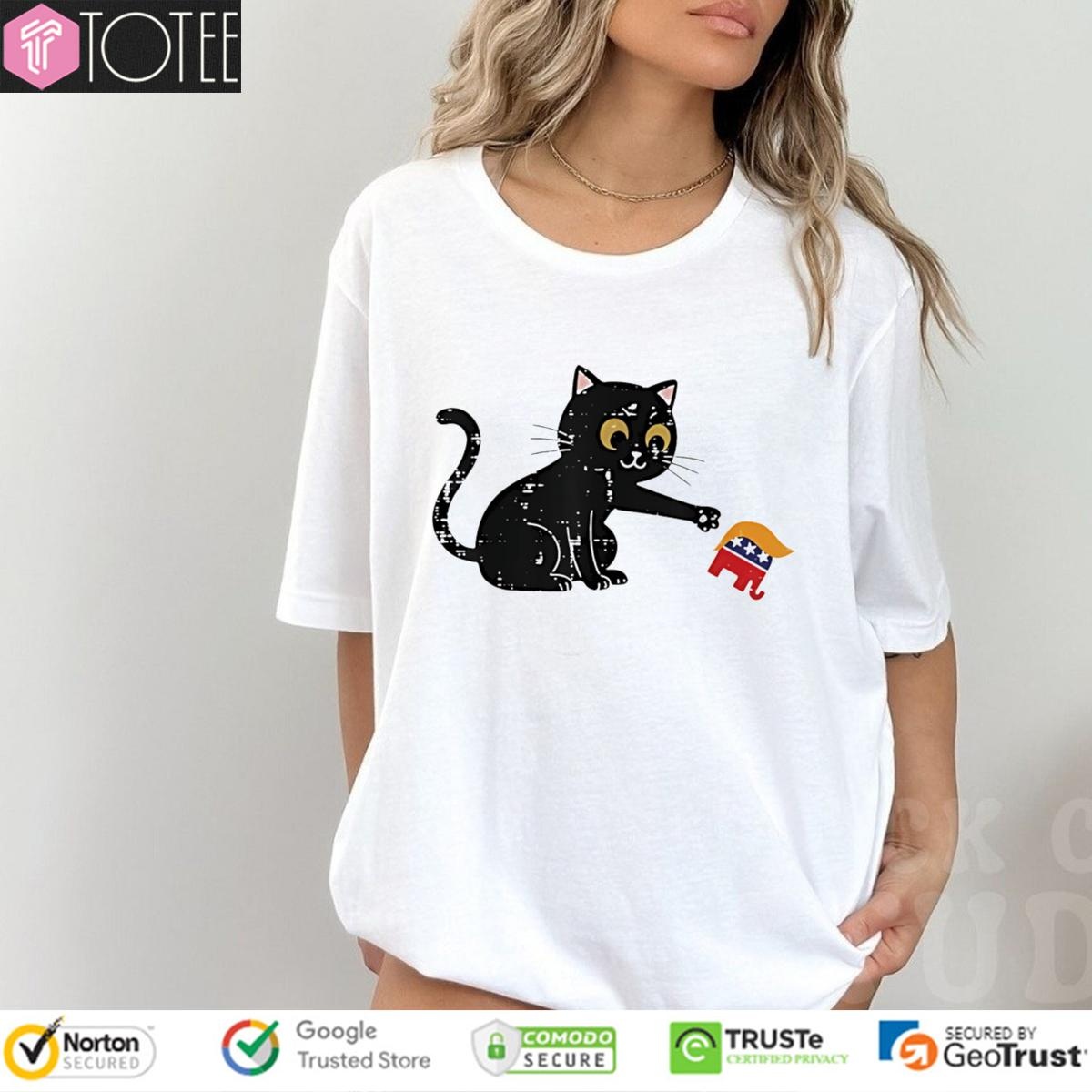 Black Cat Republican Elephant Trump T-shirt