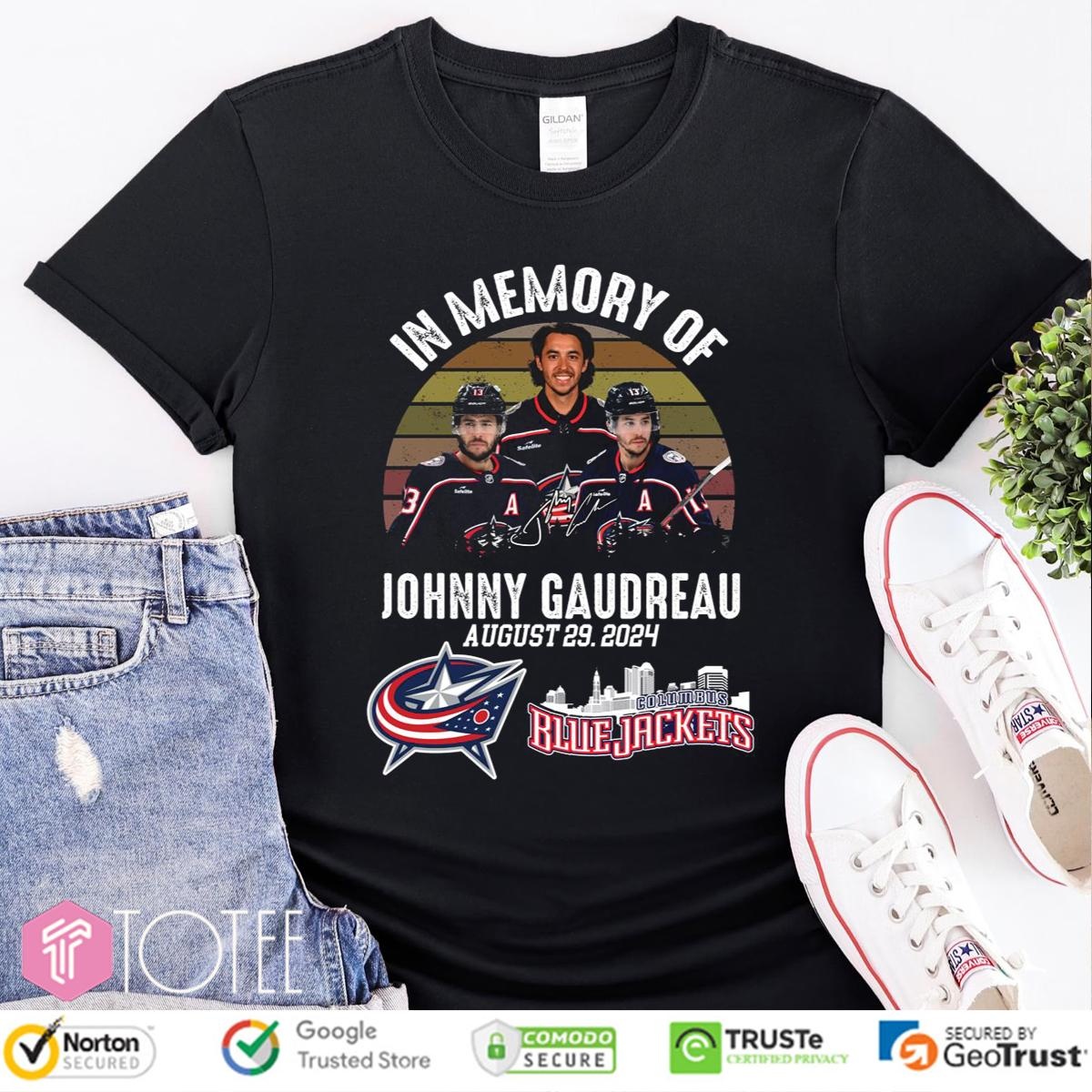 In Memory Of Johnny Gaudreau Blue Jackets Hockey Signature Vintage T-shirt
