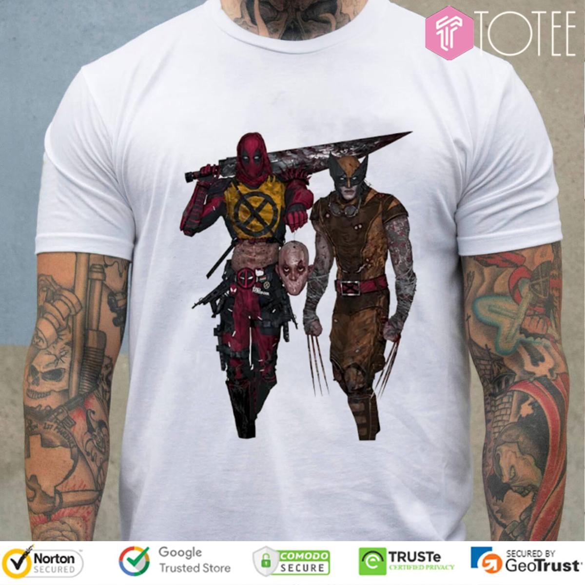 Deadpool And Wolverine Style Horror Scary Bloody T-shirt