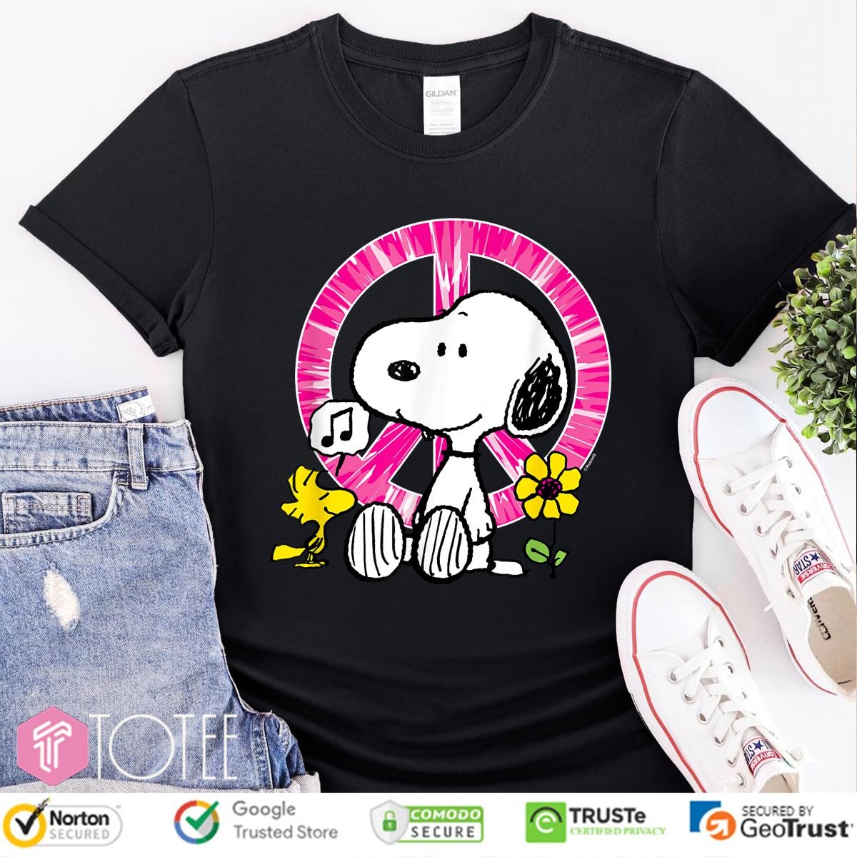 Peanuts Snoopy Woodstock Peace Sign Sunflower T-shirt
